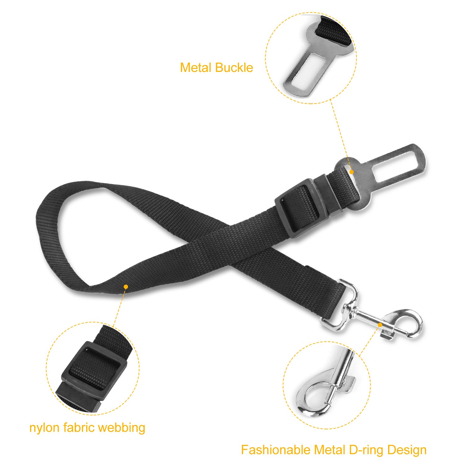 SecurePaws™ 2-Pack Adjustable Pet Seat Belt Leash – Safer, Stress-Free Car Travel for Dogs & Cats
